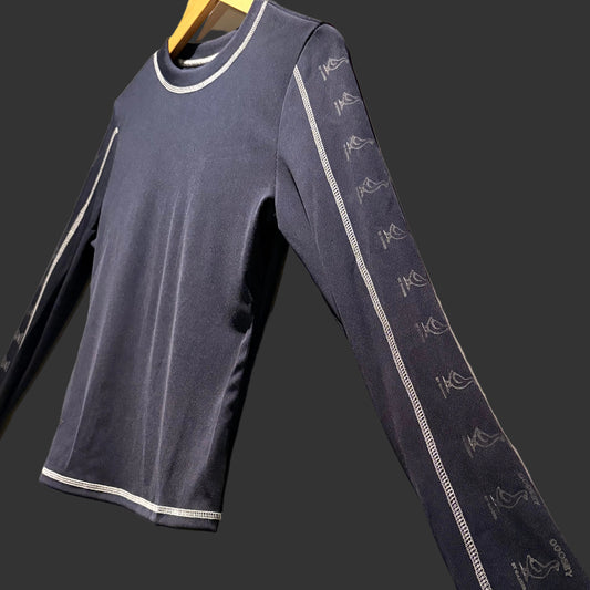 navy contrast stitch compression top