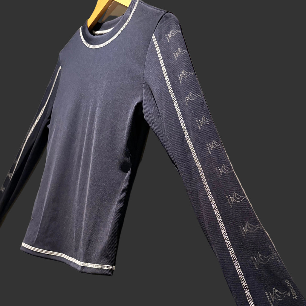 navy contrast stitch compression top