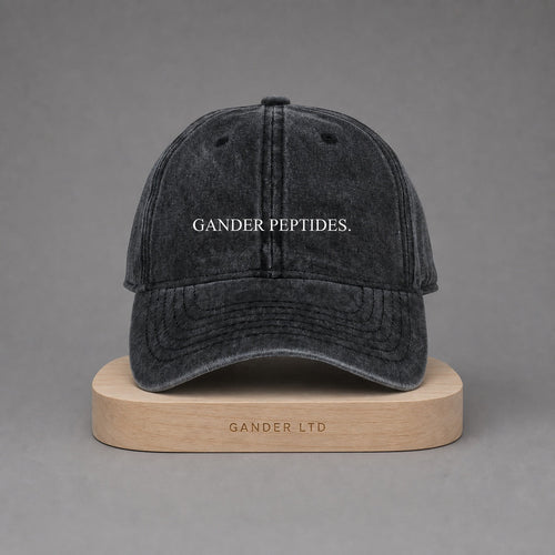 Gander Peptides washed-black baseball cap, clean Shopify product view