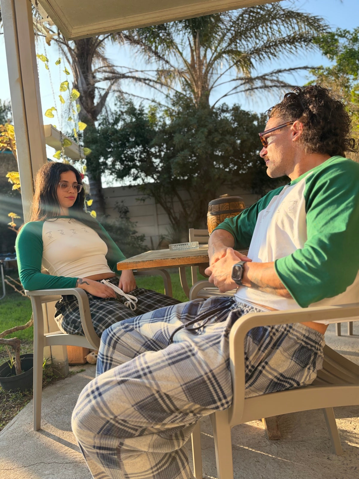 Women’s and men’s green Goosey baseball tees in the original editorial