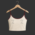 Cream and burgundy Double-Goosey crop cami, clean Shopify product view