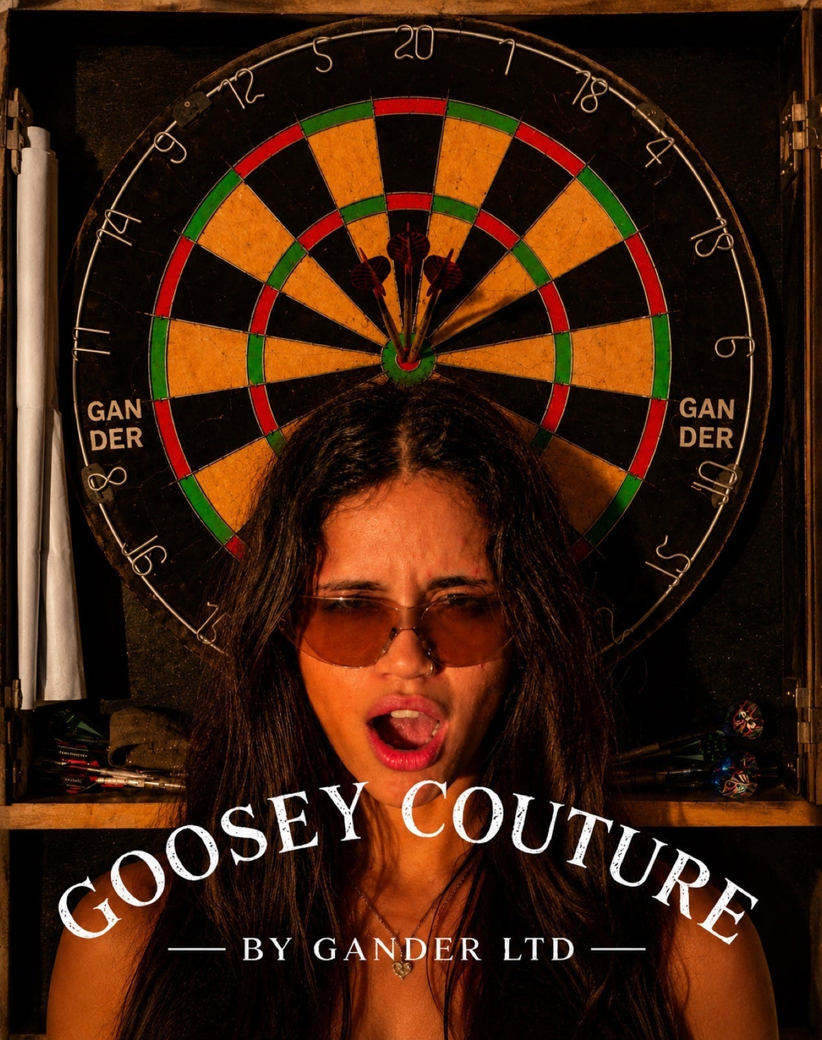Alternate original Goosey Couture dartboard editorial